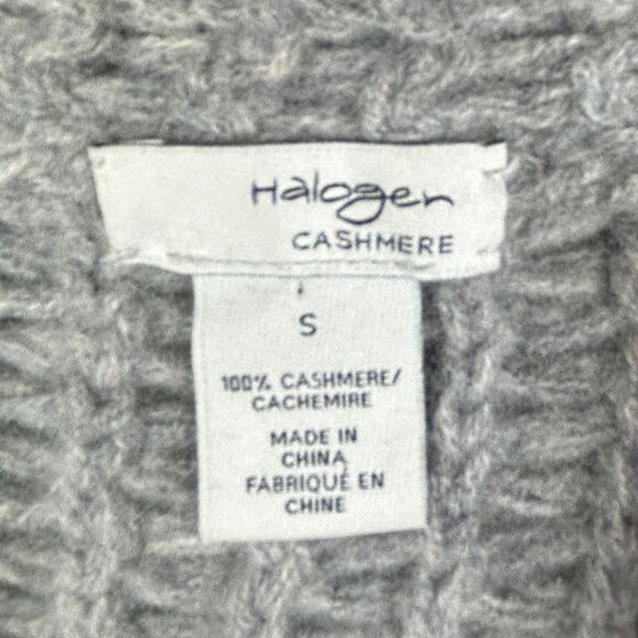Halogen Nordstrom 100% Cashmere Mock Neck Chunky Open Knit Sweater Taupe Grey S - Picture 10 of 11
